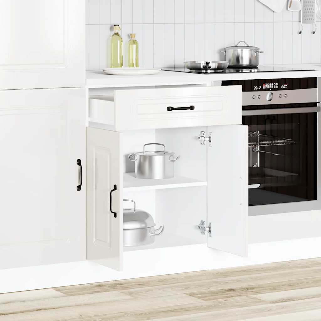Kitchen Base Cabinet "Kalmar" High Gloss White Engineered Wood