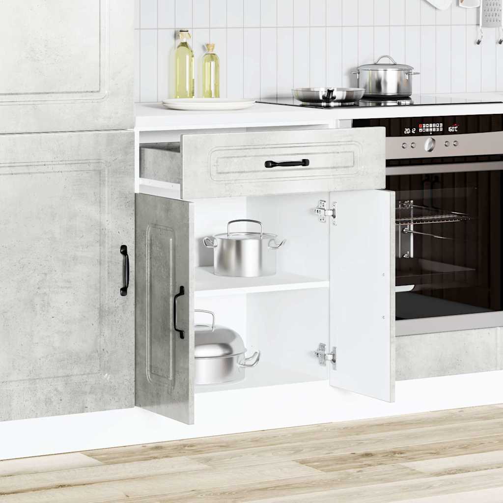 Kitchen Base Cabinet "Kalmar" Concrete Grey Engineered Wood