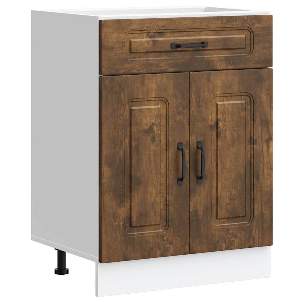 Kitchen Base Cabinet "Kalmar" Smoked Oak Engineered Wood
