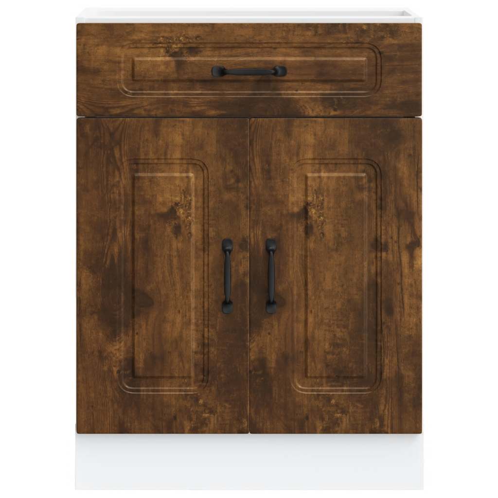 Kitchen Base Cabinet "Kalmar" Smoked Oak Engineered Wood