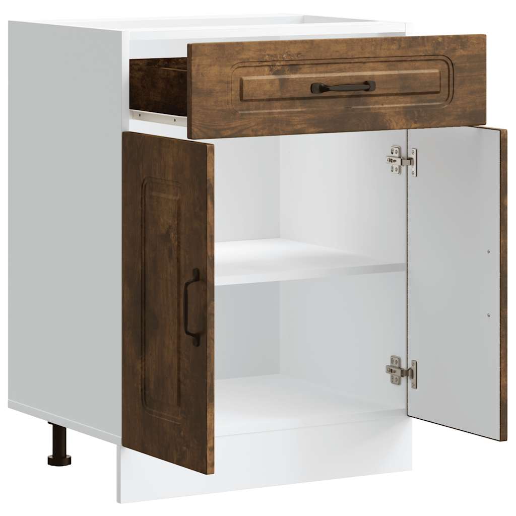 Kitchen Base Cabinet "Kalmar" Smoked Oak Engineered Wood