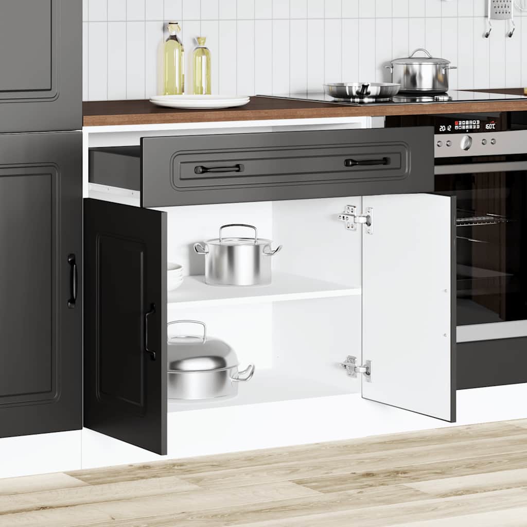 Kitchen Base Cabinet "Kalmar" Black Engineered Wood