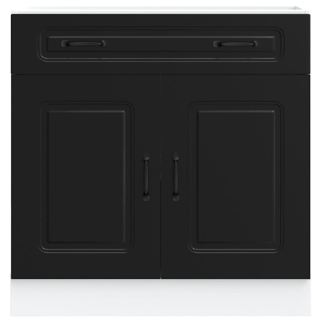 Kitchen Base Cabinet "Kalmar" Black Engineered Wood