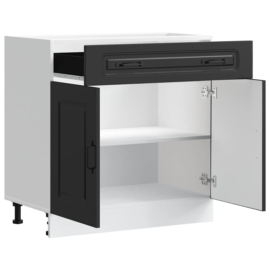 Kitchen Base Cabinet "Kalmar" Black Engineered Wood