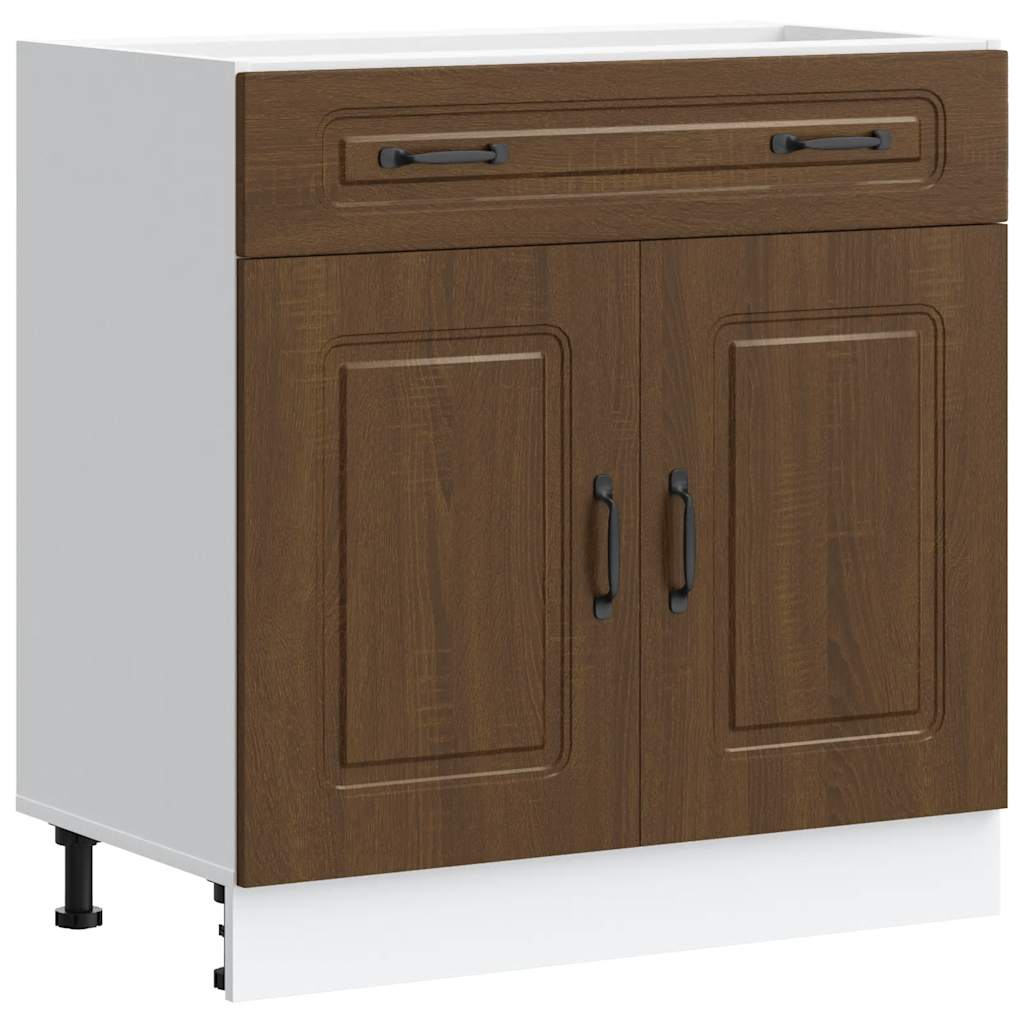 Kitchen Base Cabinet "Kalmar" Brown Oak Engineered Wood