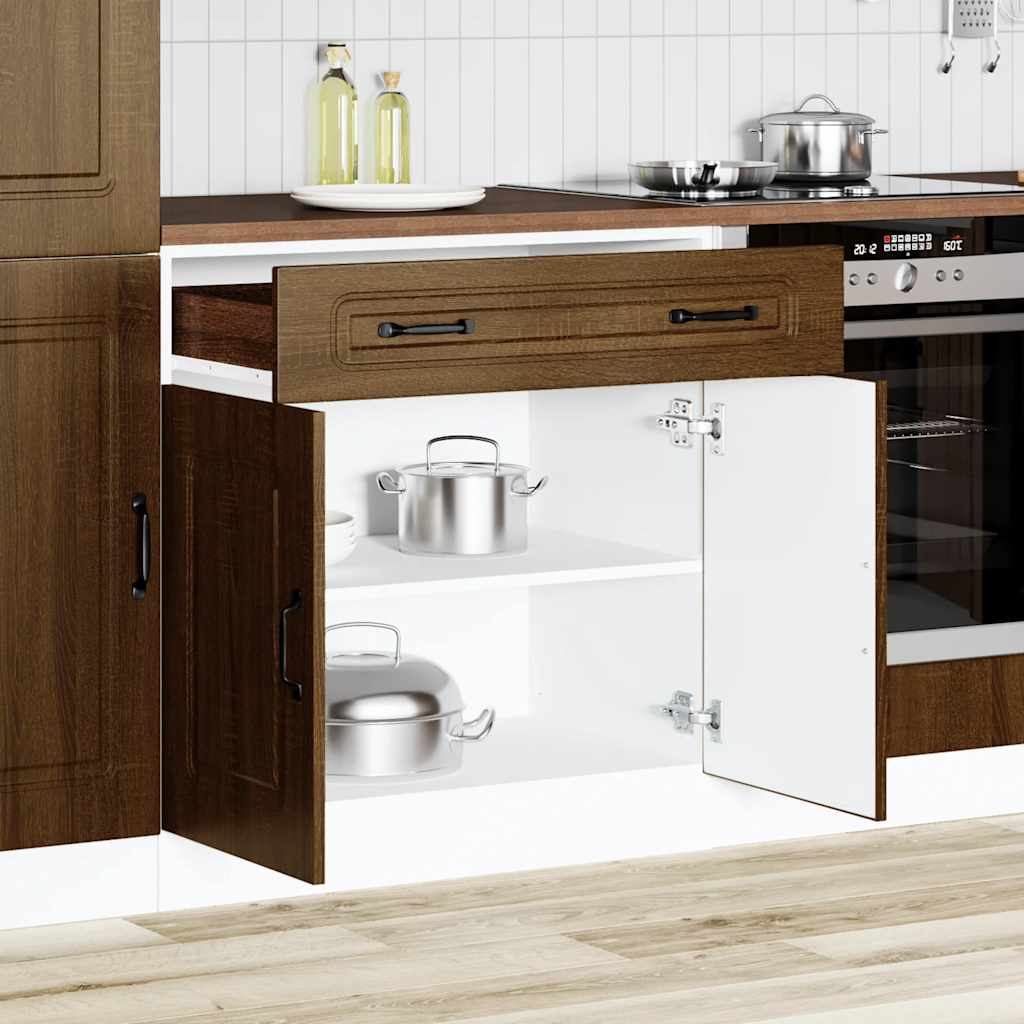 Kitchen Base Cabinet "Kalmar" Brown Oak Engineered Wood