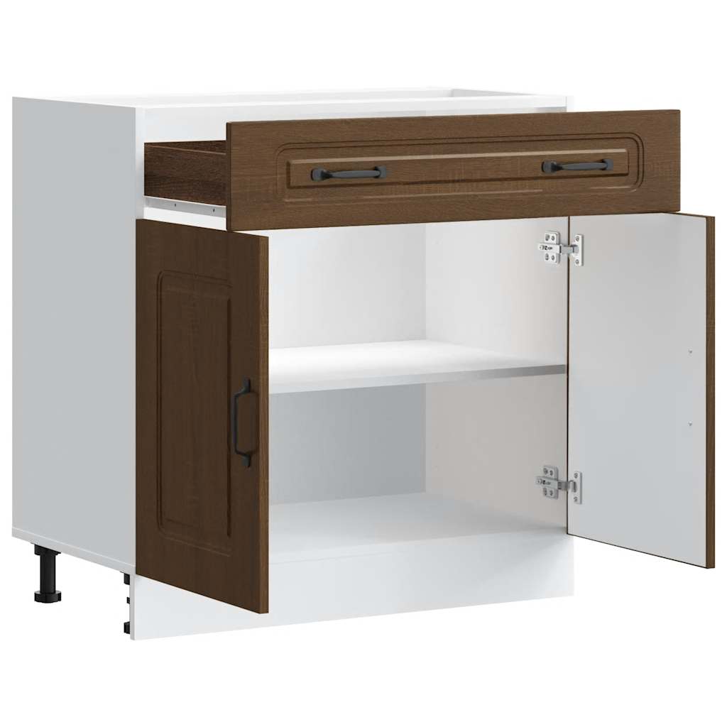 Kitchen Base Cabinet "Kalmar" Brown Oak Engineered Wood