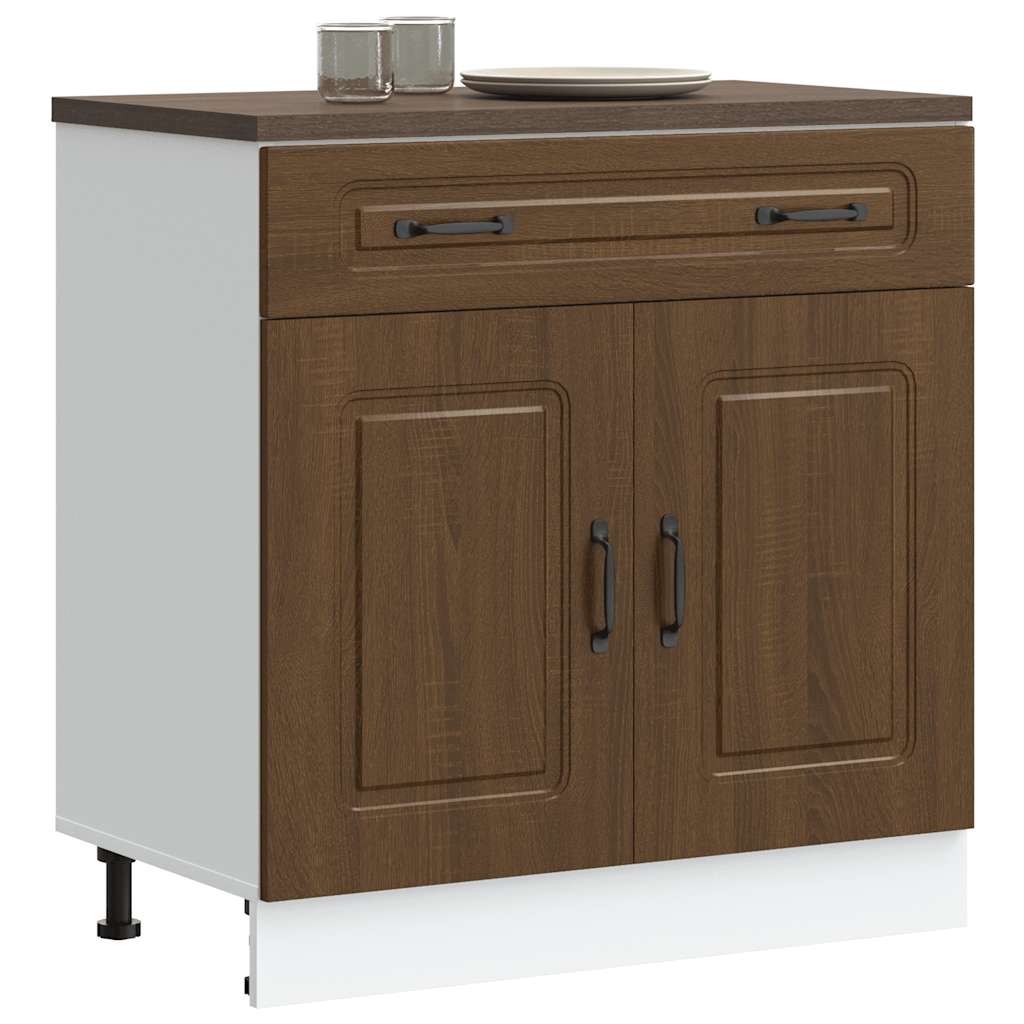 Kitchen Base Cabinet "Kalmar" Brown Oak Engineered Wood