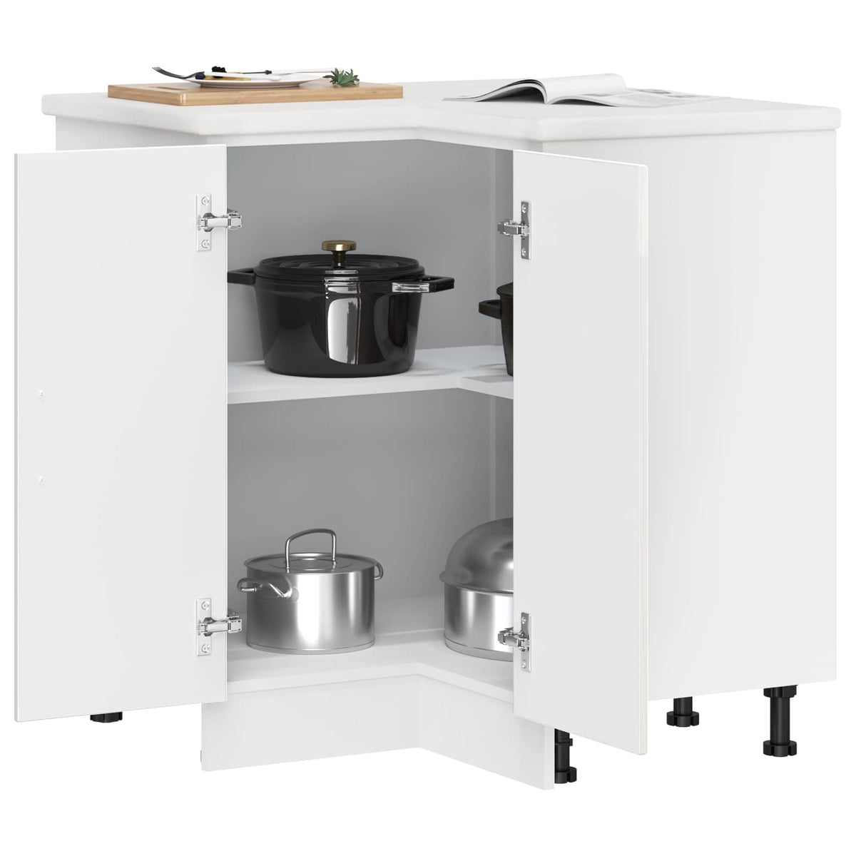 Kitchen Corner Base Cabinet "Kalmar" High Gloss White