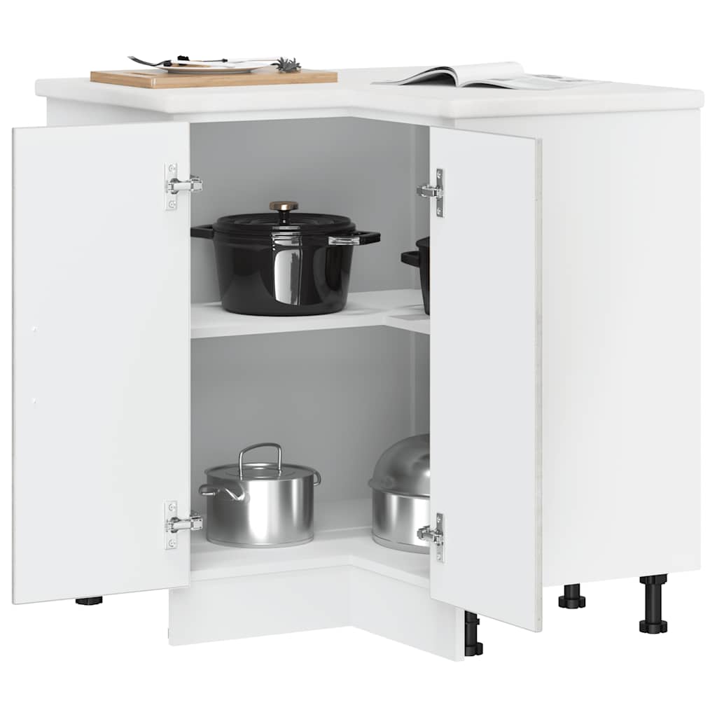 Kitchen Corner Base Cabinet Kalmar Concrete Grey Engineered Wood