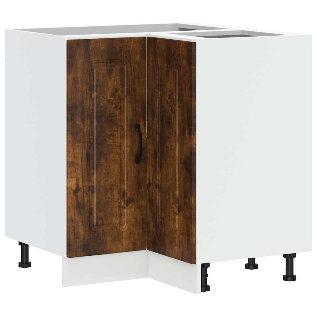 Kitchen Corner Base Cabinet "Kalmar" Smoked Oak Engineered Wood