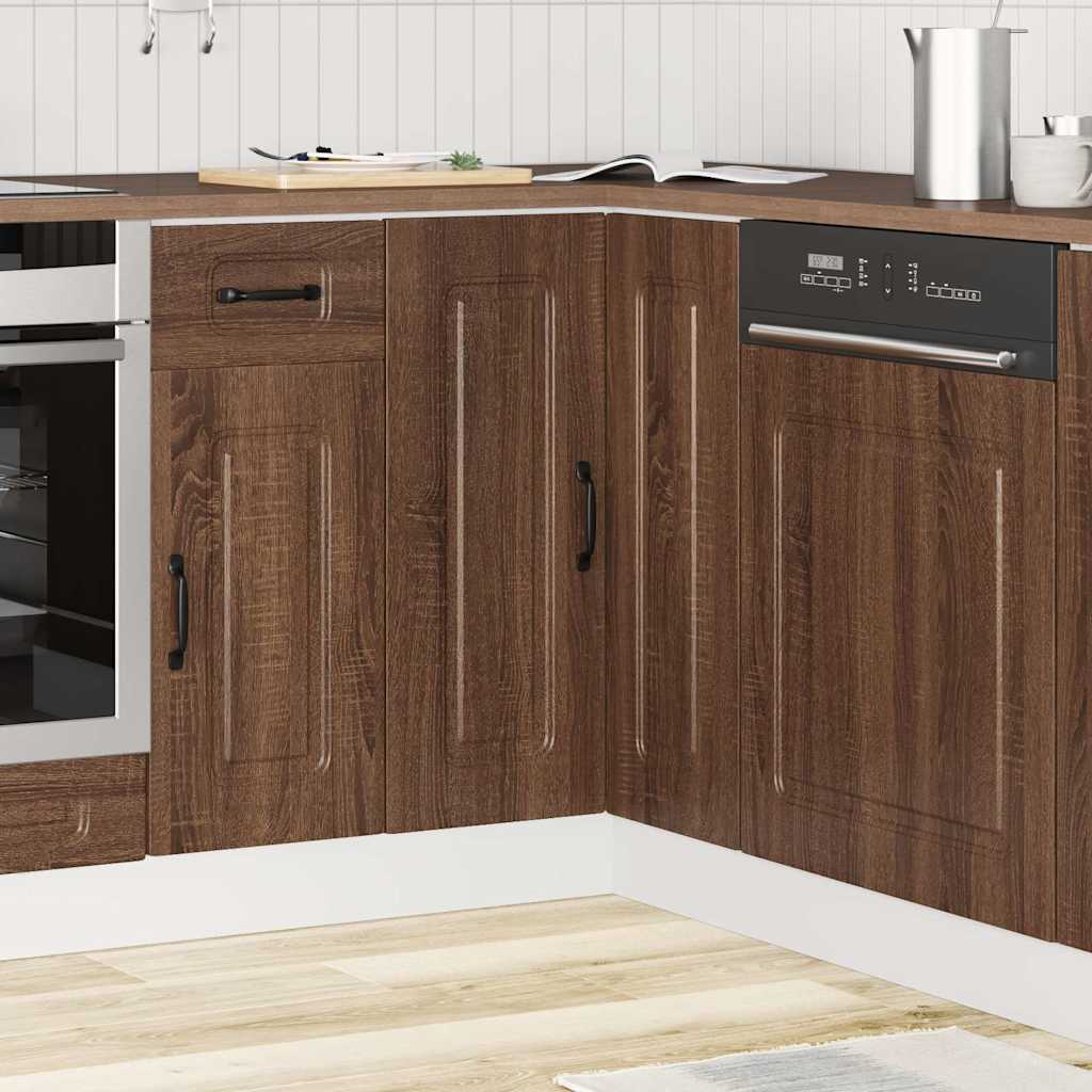Kitchen Corner Base Cabinet "Kalmar" Brown Oak Engineered Wood