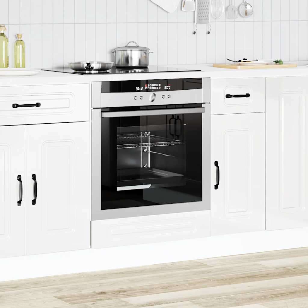 Oven Cabinet "Kalmar" High Gloss White Engineered Wood