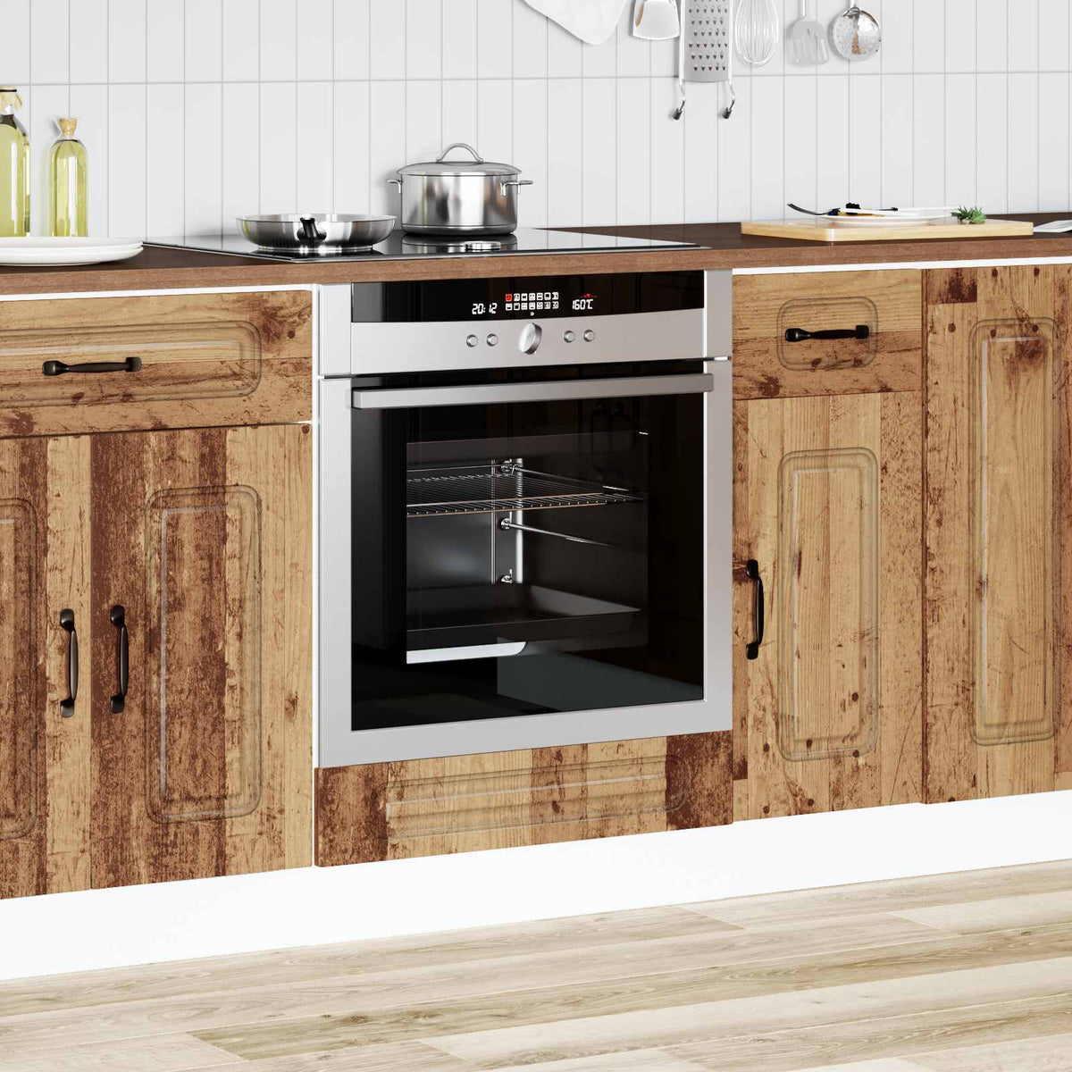 Oven Cabinet "Kalmar" Old Wood Engineered Wood