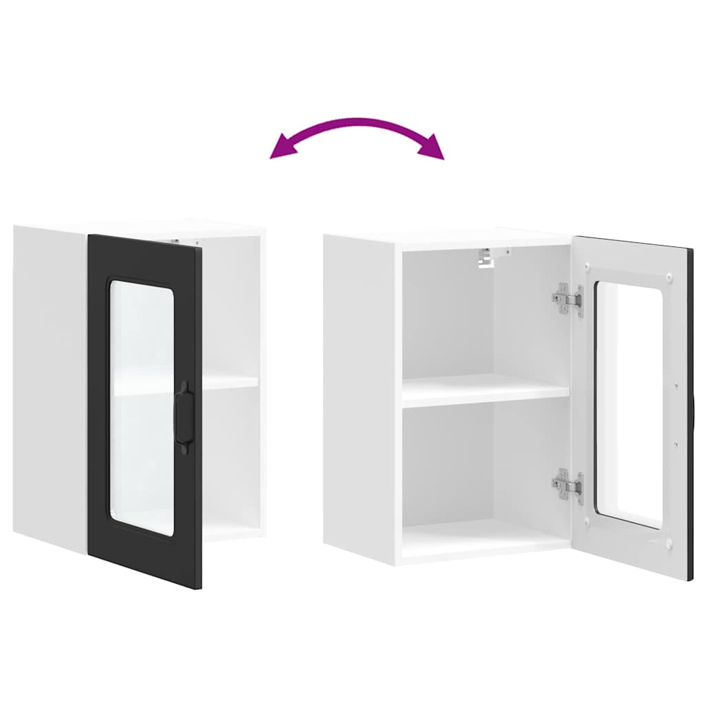 Kitchen Wall Cabinet with Glass Door "Kalmar" Black