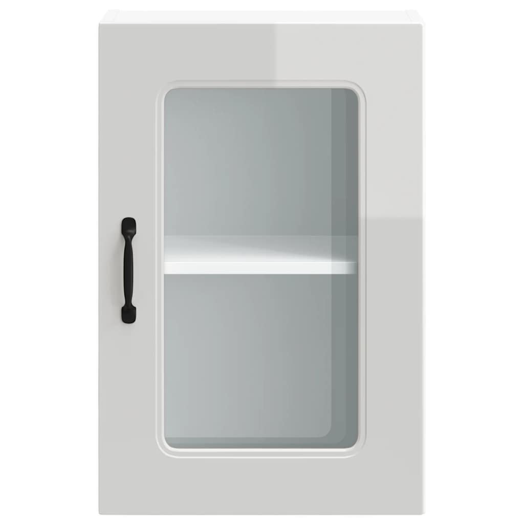 Kitchen Wall Cabinet with Glass Door "Kalmar" High Gloss White