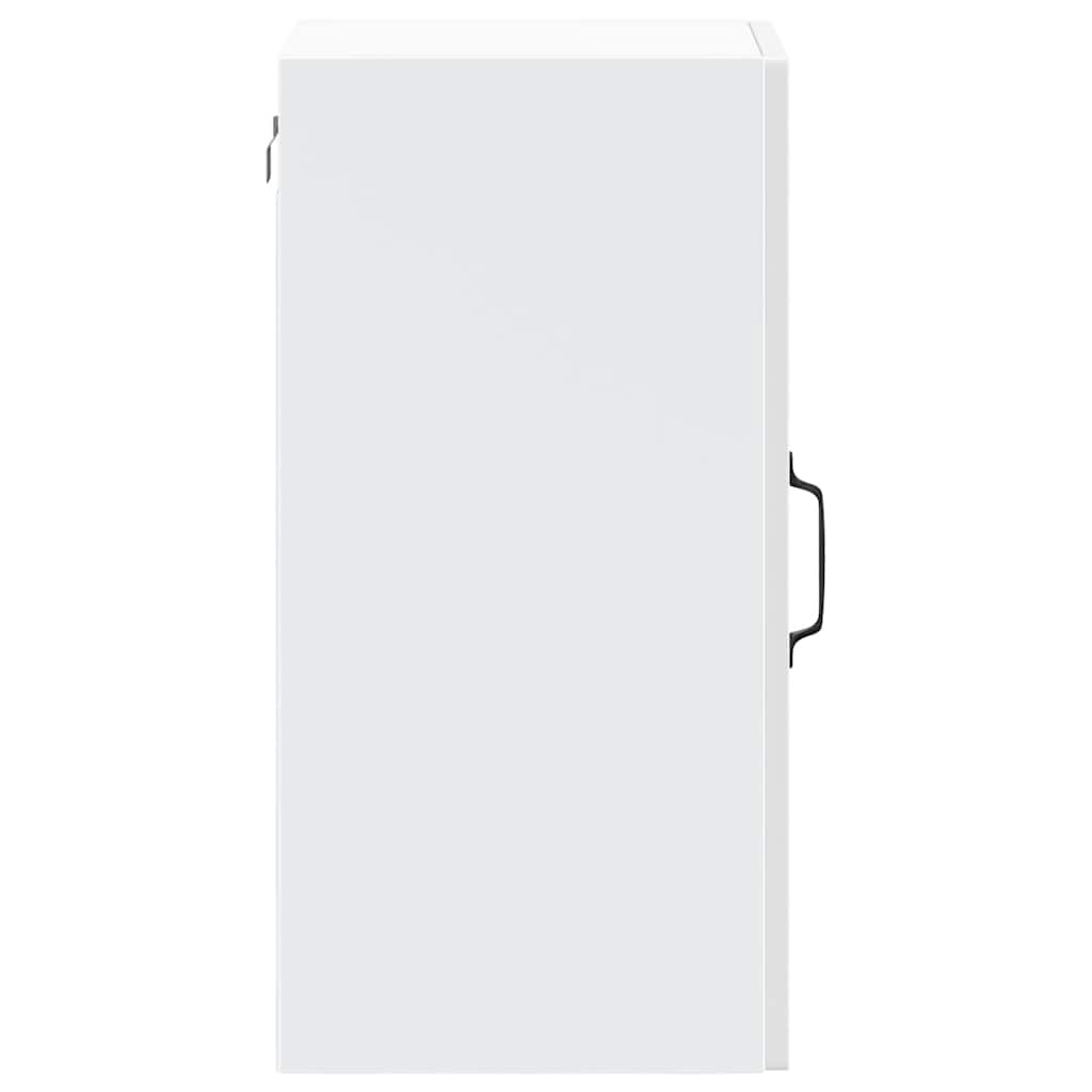 Kitchen Wall Cabinet with Glass Door Kalmar High Gloss White Engineered Wood