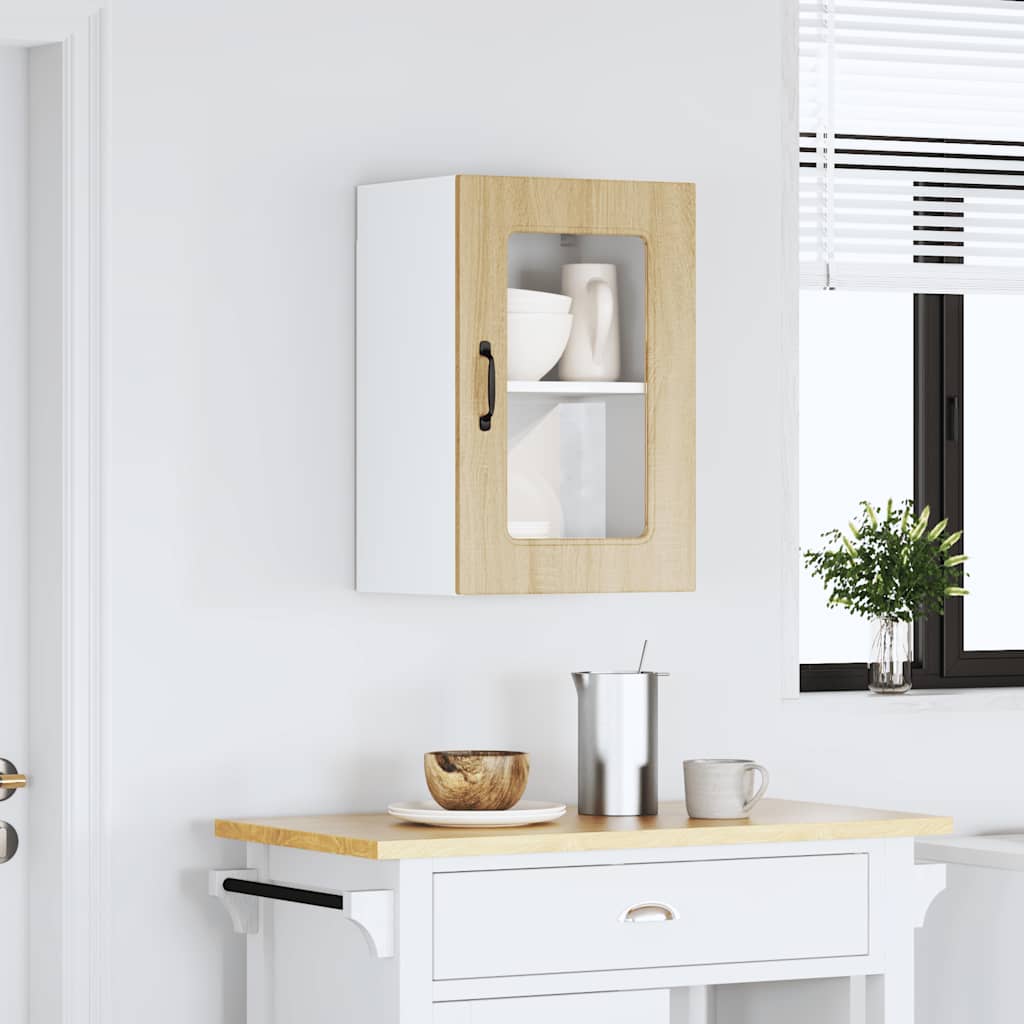 Kitchen Wall Cabinet with Glass Door "Kalmar" Sonoma Oak