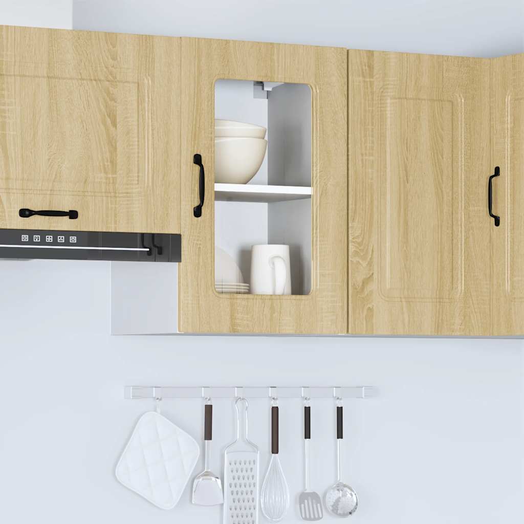 Kitchen Wall Cabinet with Glass Door "Kalmar" Sonoma Oak