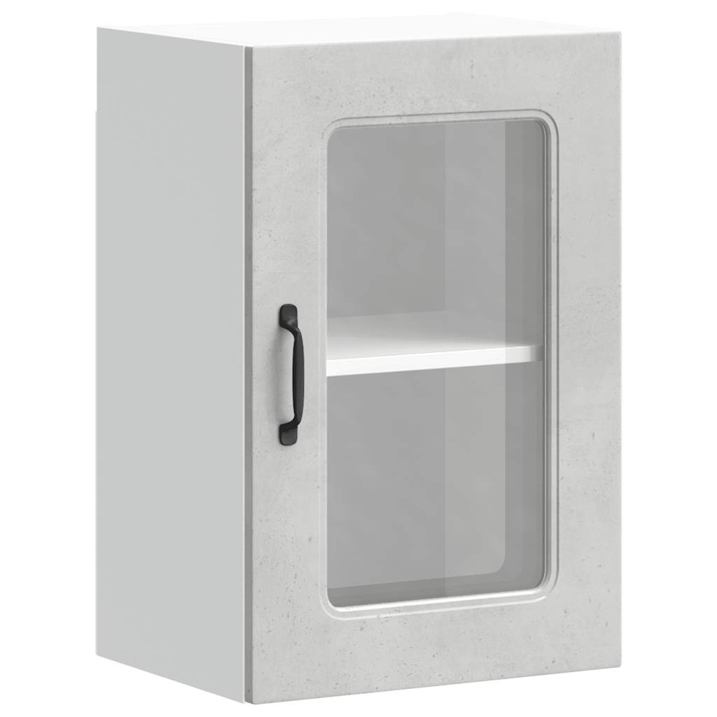 Kitchen Wall Cabinet with Glass Door "Kalmar" Concrete Grey