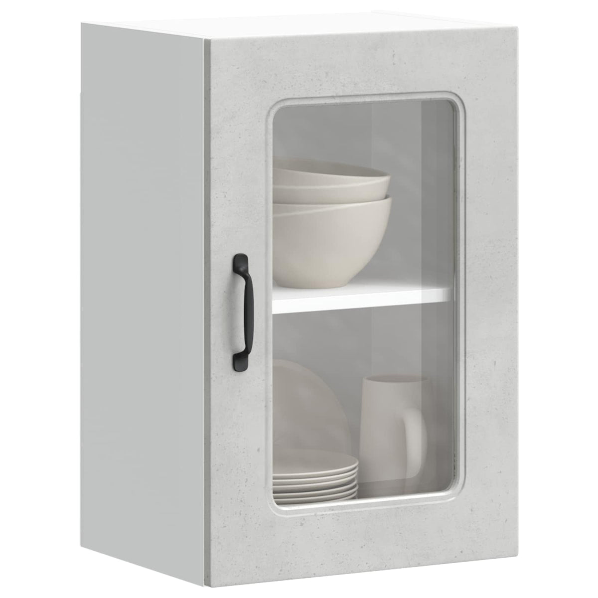 Kitchen Wall Cabinet with Glass Door "Kalmar" Concrete Grey