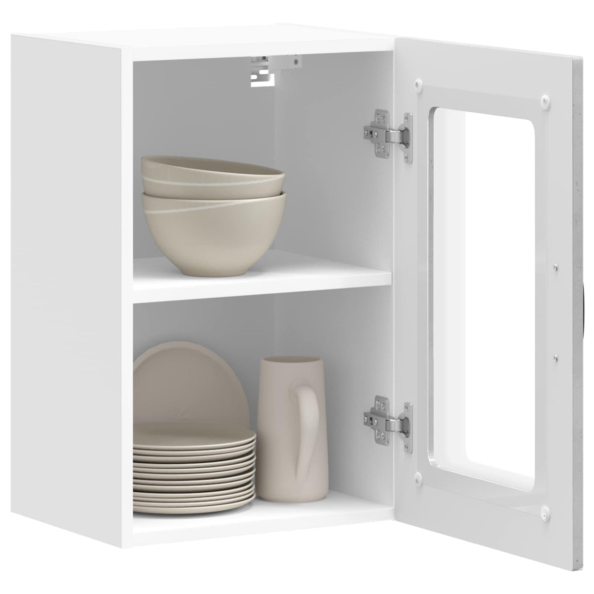 Kitchen Wall Cabinet with Glass Door "Kalmar" Concrete Grey