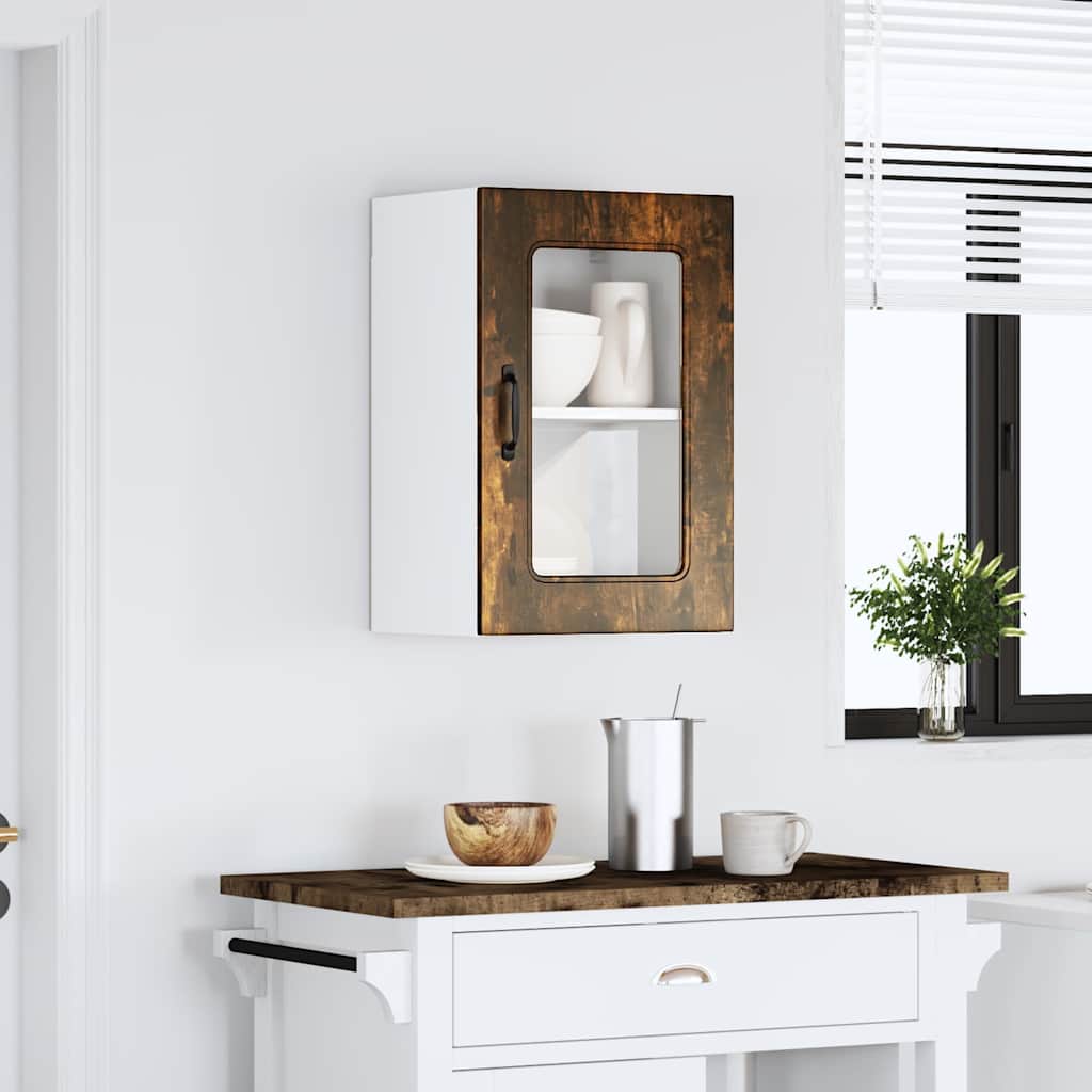 Kitchen Wall Cabinet with Glass Door "Kalmar" Smoked Oak