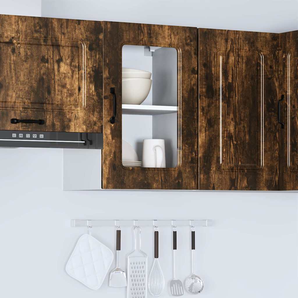 Kitchen Wall Cabinet with Glass Door "Kalmar" Smoked Oak