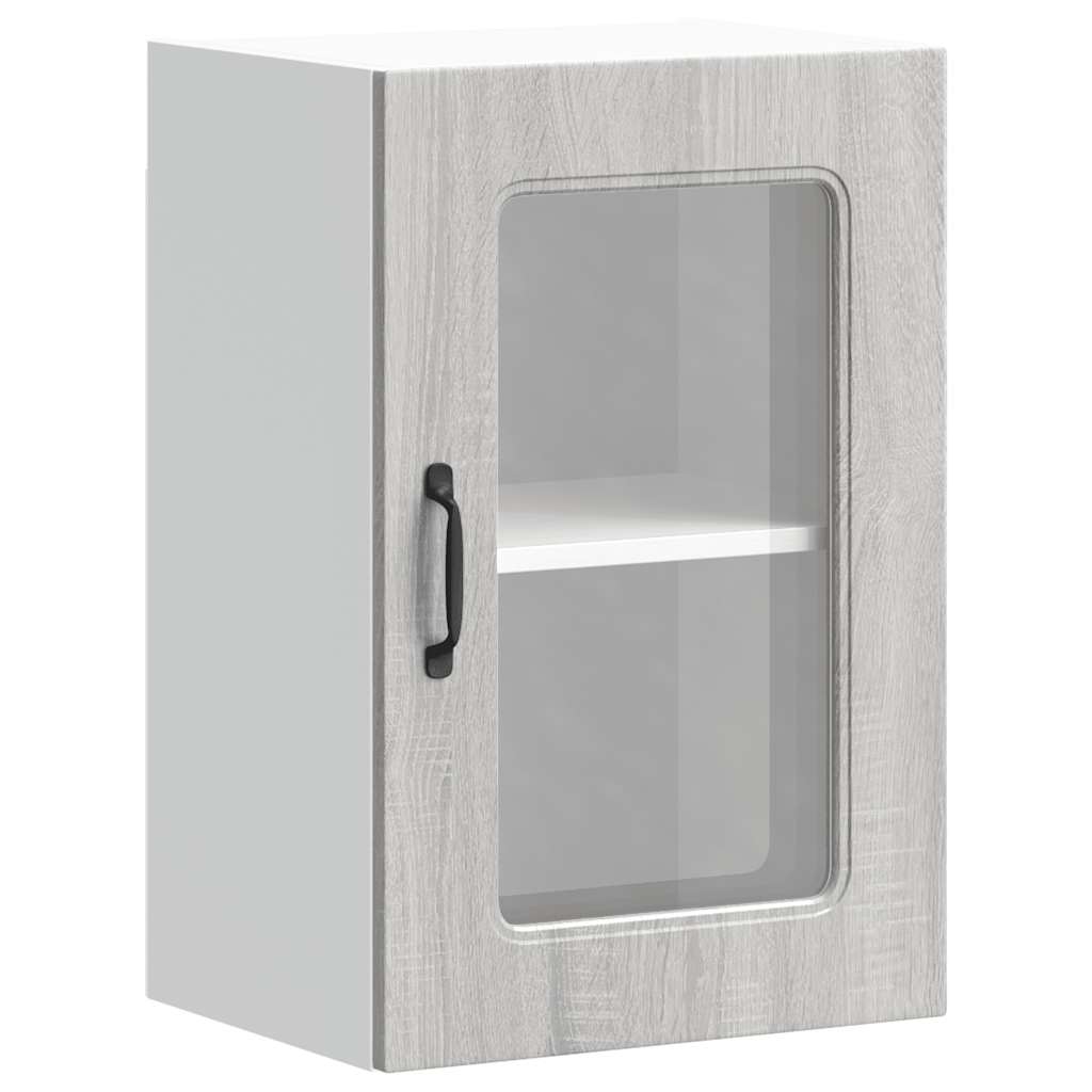 Kitchen Wall Cabinet with Glass Door "Kalmar" Grey Sonoma