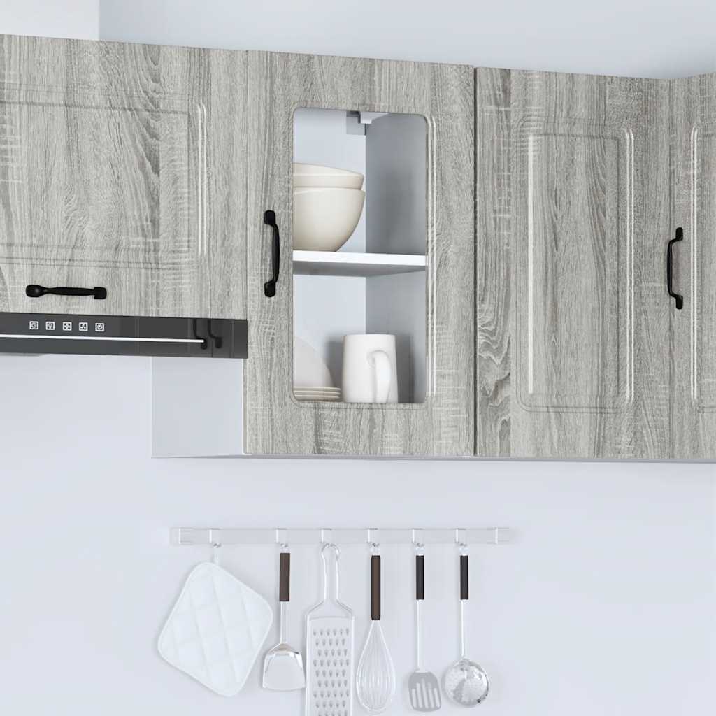 Kitchen Wall Cabinet with Glass Door "Kalmar" Grey Sonoma