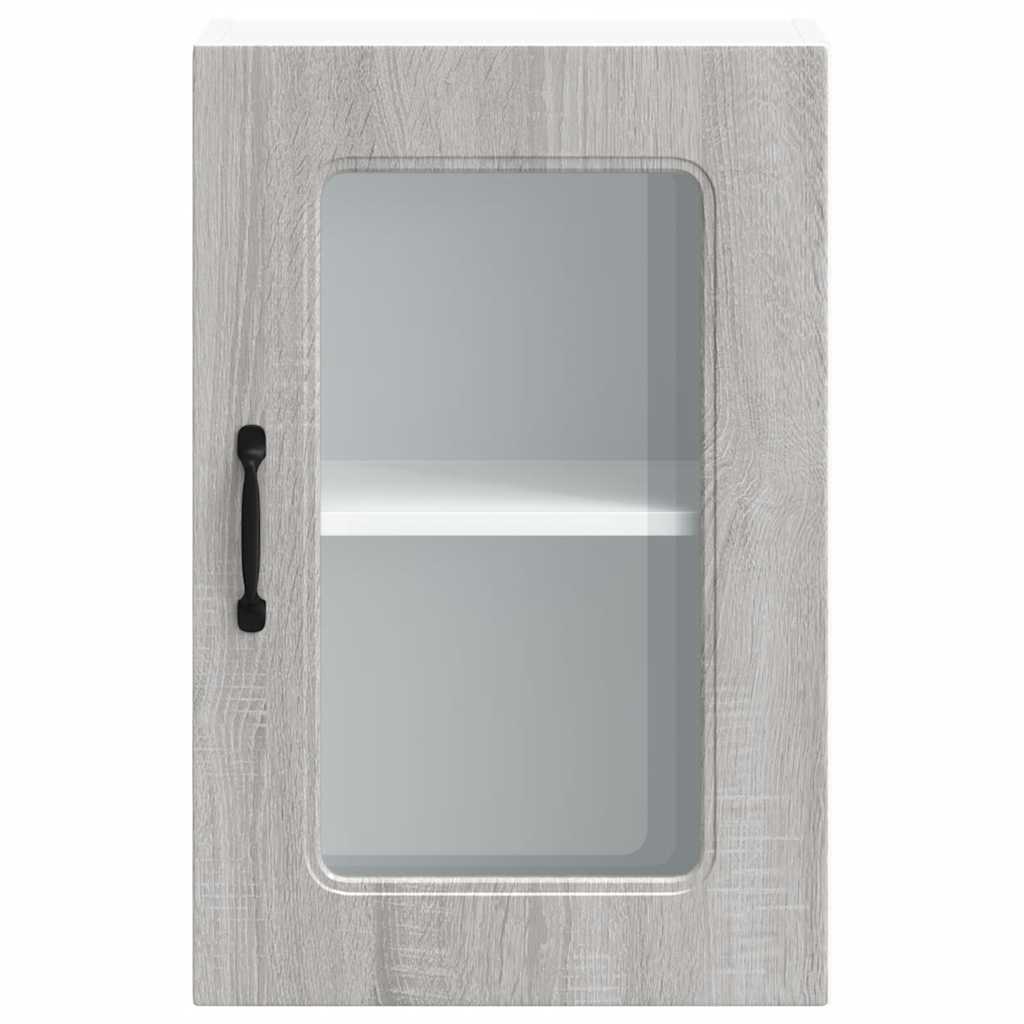 Kitchen Wall Cabinet with Glass Door "Kalmar" Grey Sonoma