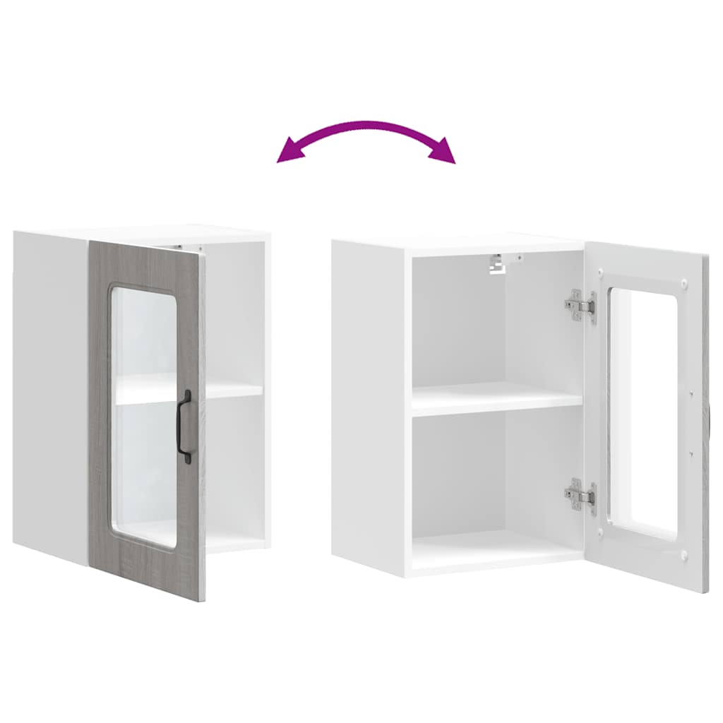 Kitchen Wall Cabinet with Glass Door "Kalmar" Grey Sonoma