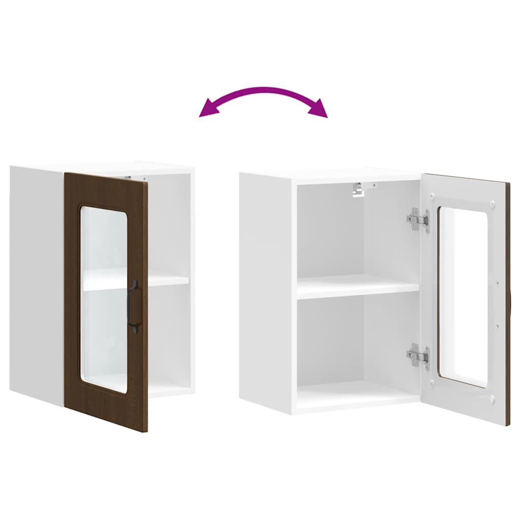 Kitchen Wall Cabinet with Glass Door "Kalmar" Brown Oak
