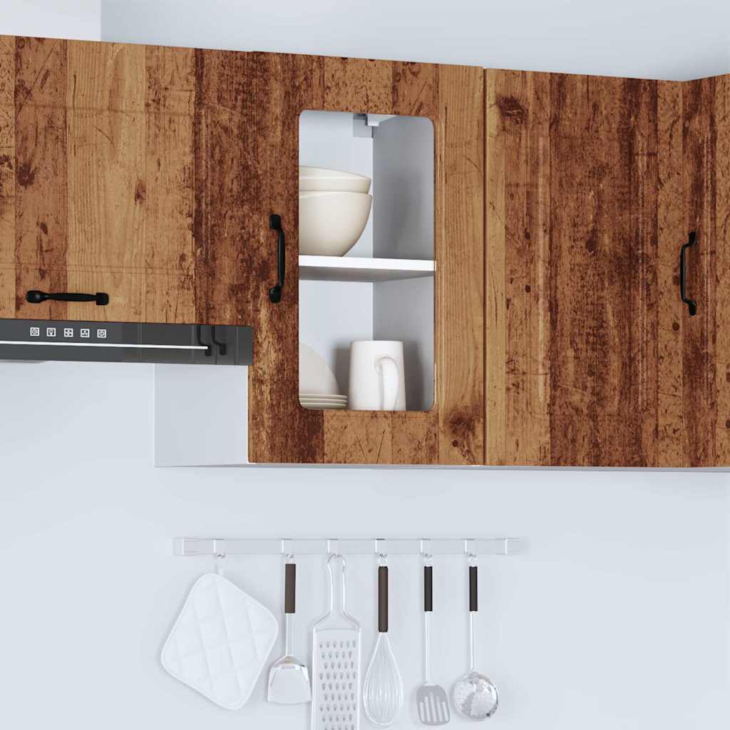 Kitchen Wall Cabinet with Glass Door "Kalmar" Old Wood