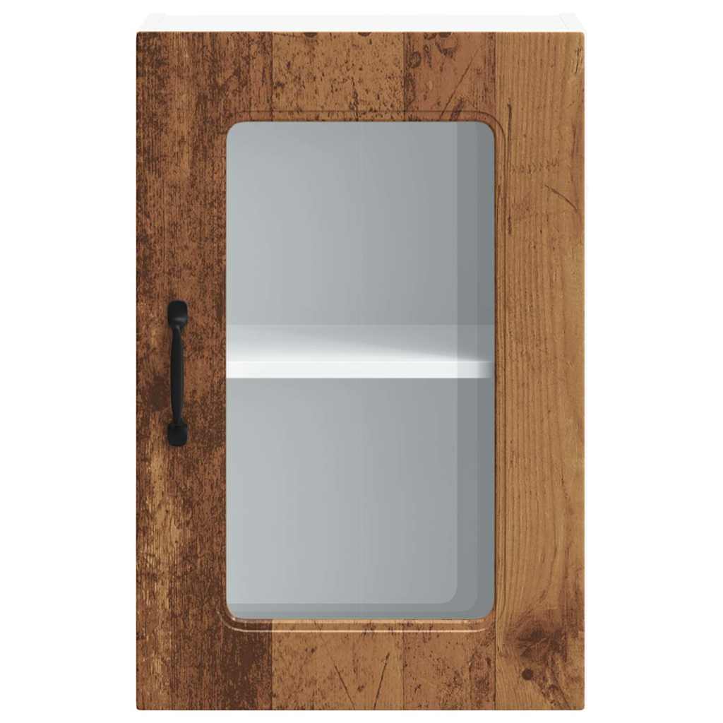 Kitchen Wall Cabinet with Glass Door Kalmar Old Wood Engineered Wood