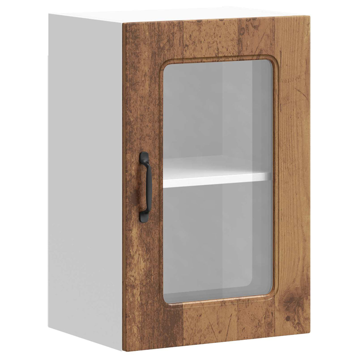 Kitchen Wall Cabinet with Glass Door "Kalmar" Old Wood