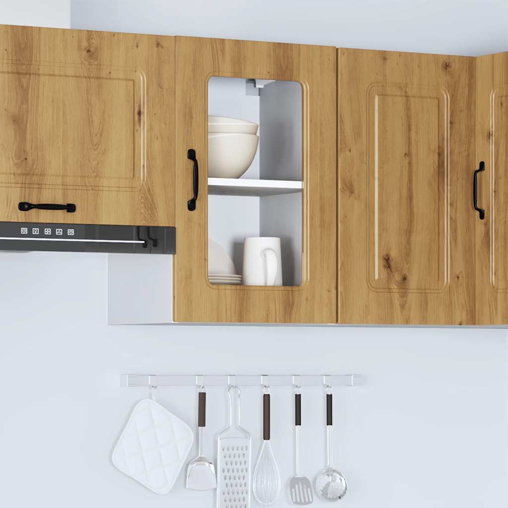 Kitchen Wall Cabinet with Glass Door "Kalmar" Artisan Oak