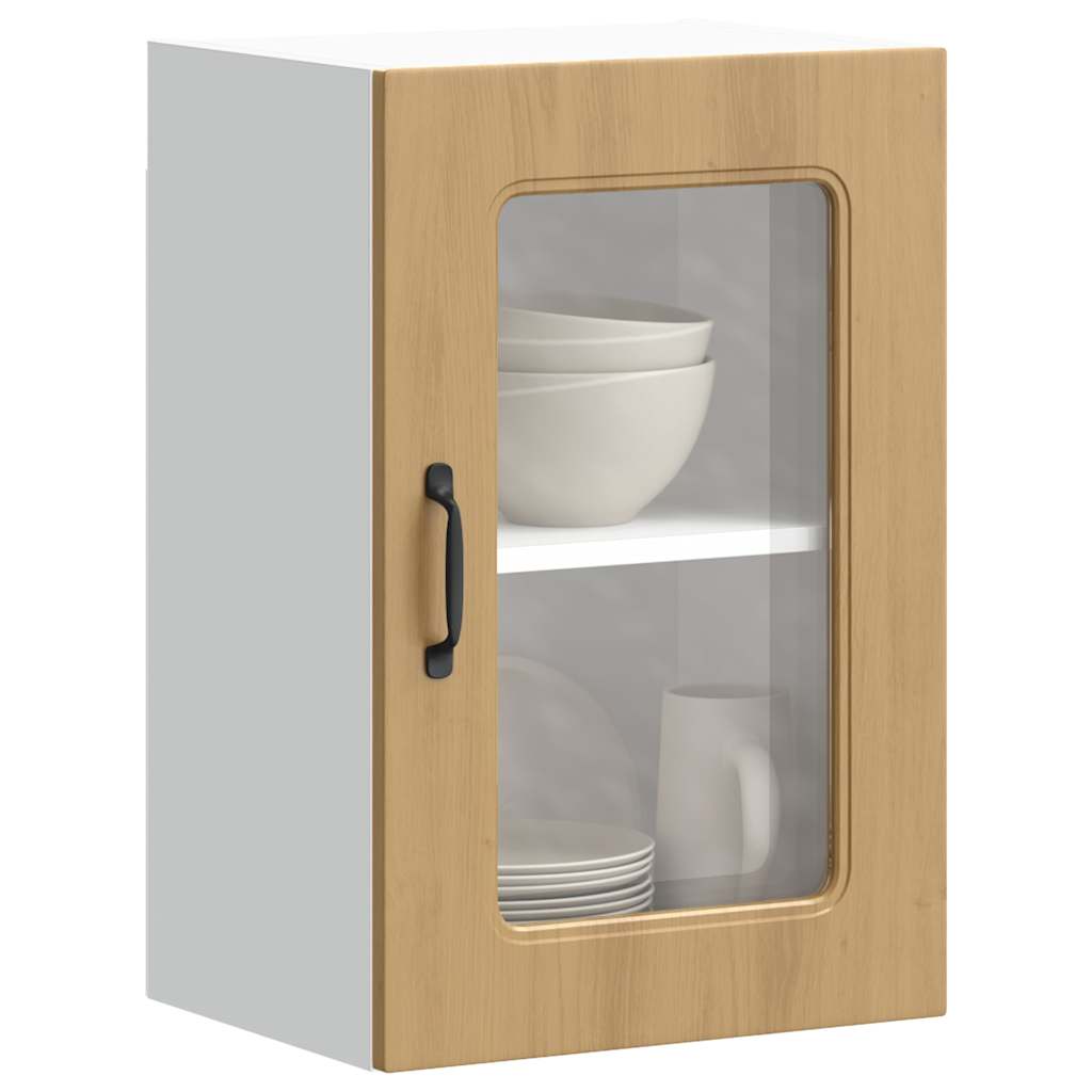 Kitchen Wall Cabinet with Glass Door Kalmar Artisan Oak Engineered Wood