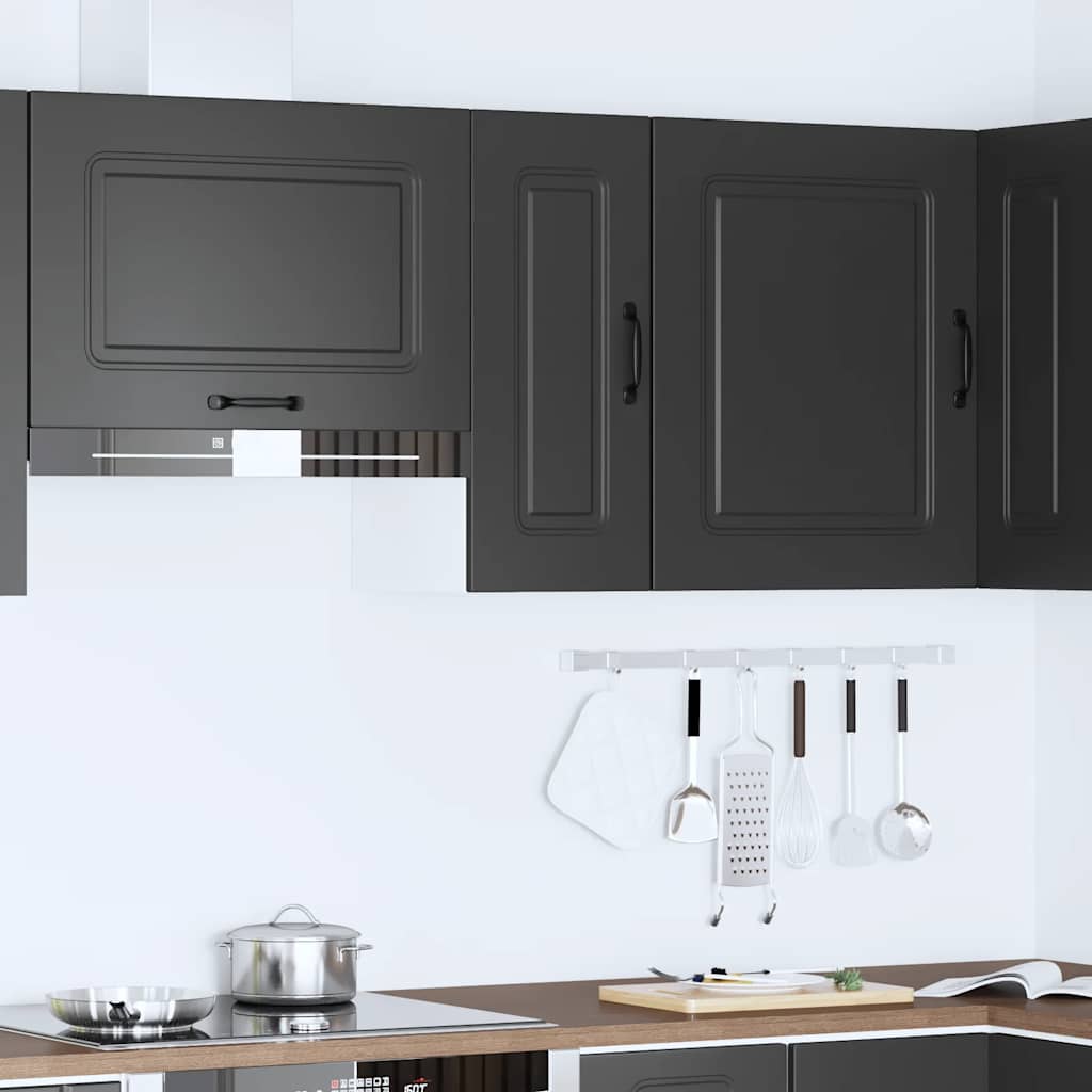 vidaXL Kitchen Wall Cabinet Kalmar Black Engineered Wood