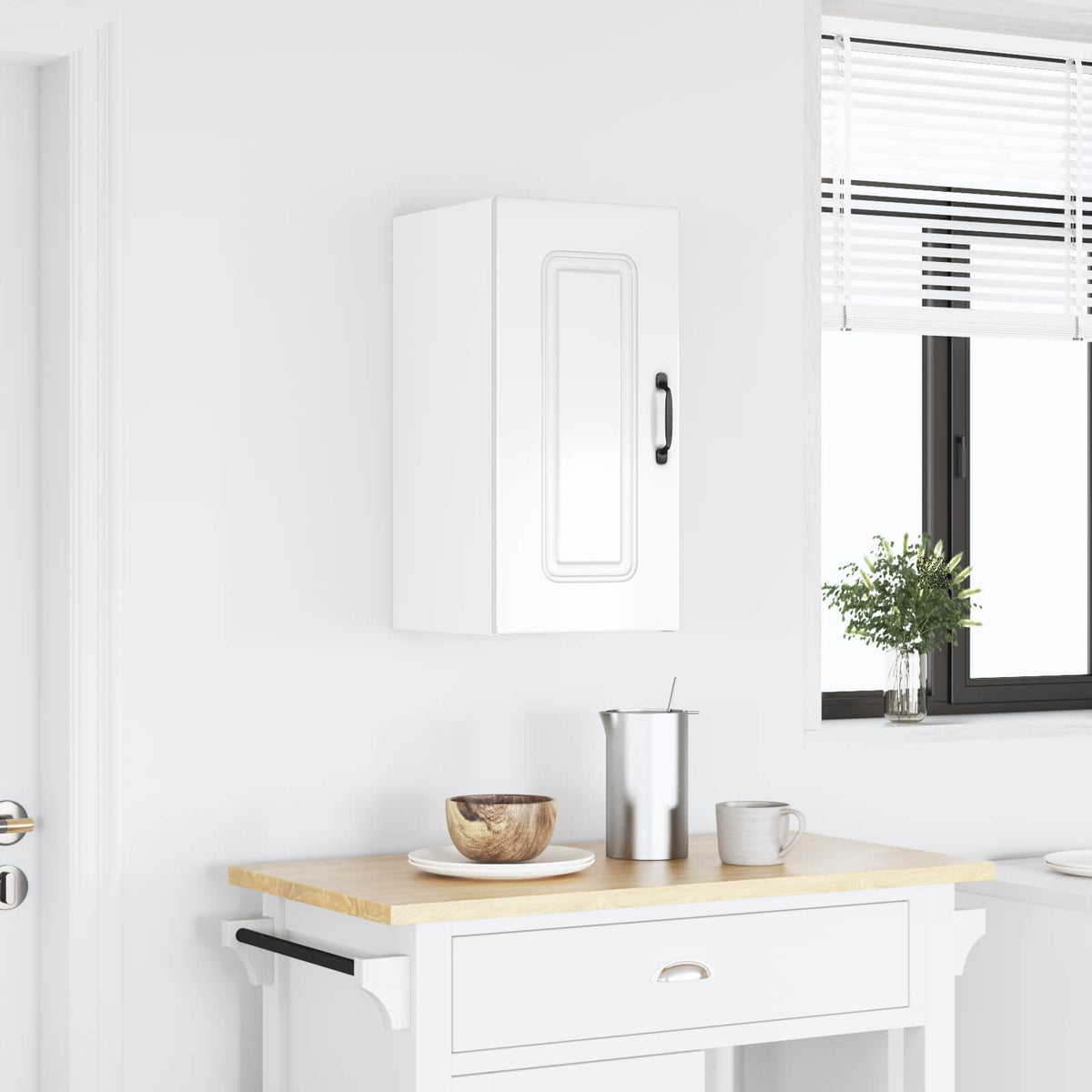Kitchen Wall Cabinet "Kalmar" High Gloss White Engineered Wood
