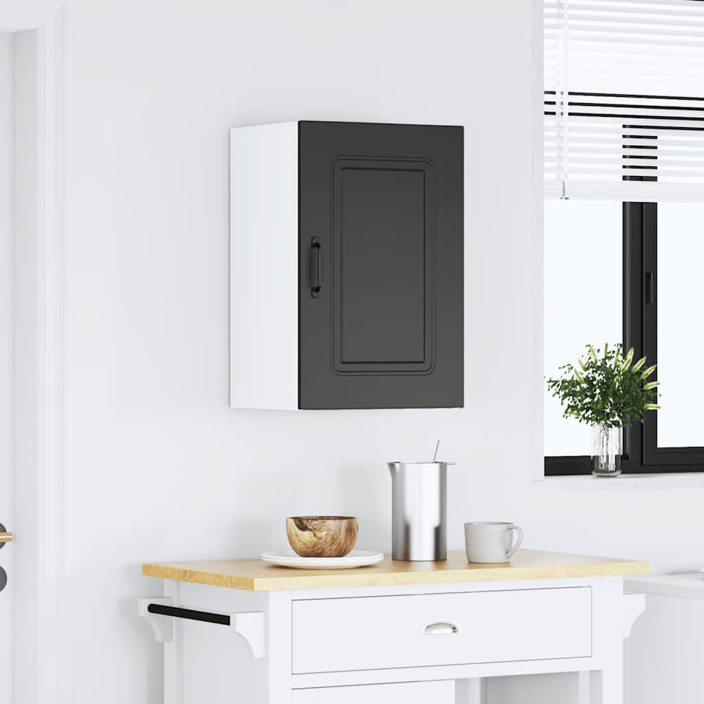 vidaXL Kitchen Wall Cabinet Kalmar Black Engineered Wood