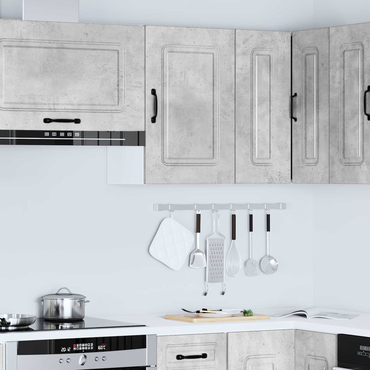 Kitchen Wall Cabinet "Kalmar" Concrete Grey Engineered Wood