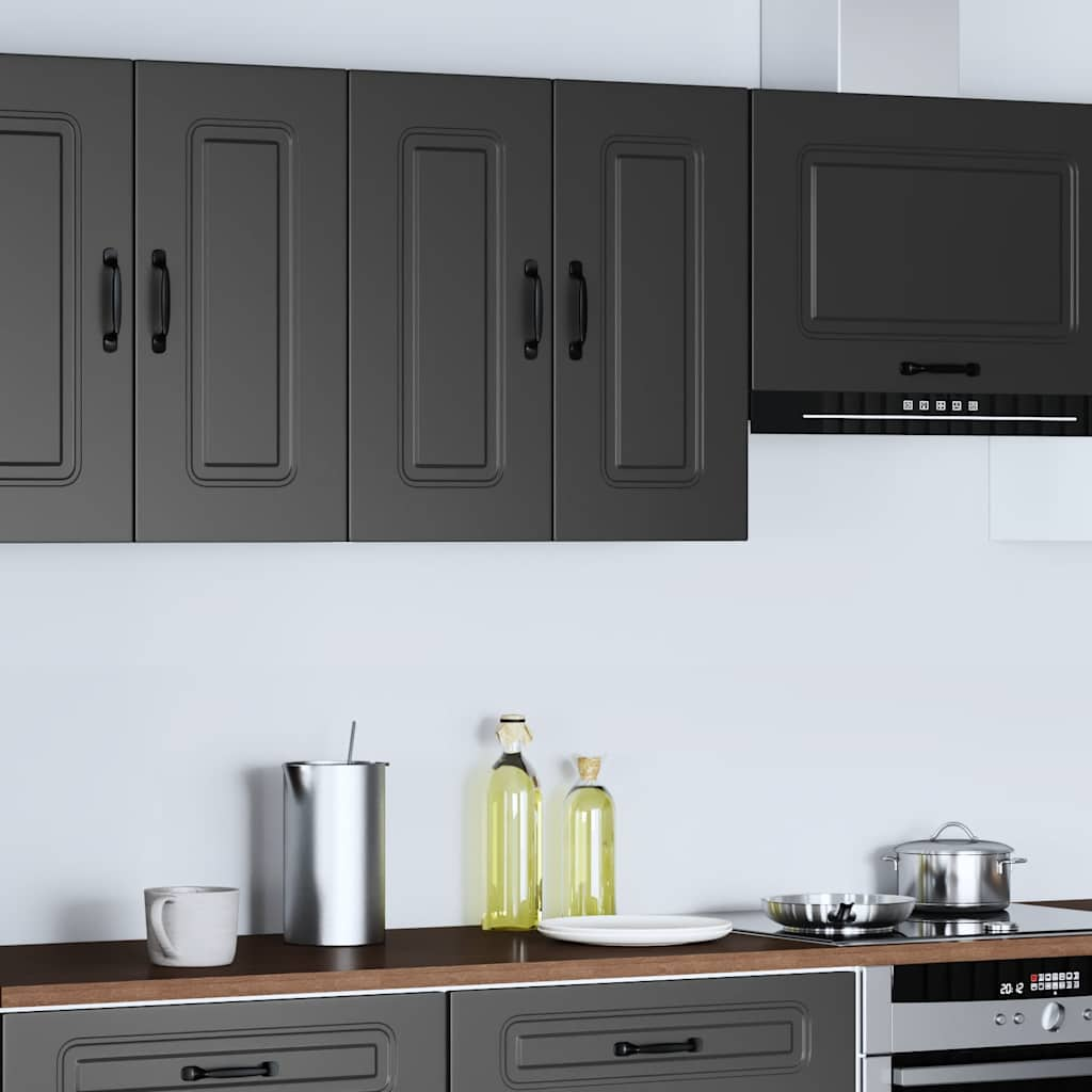 vidaXL Kitchen Wall Cabinet Kalmar Black Engineered Wood