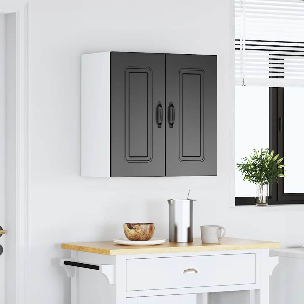 vidaXL Kitchen Wall Cabinet Kalmar Black Engineered Wood