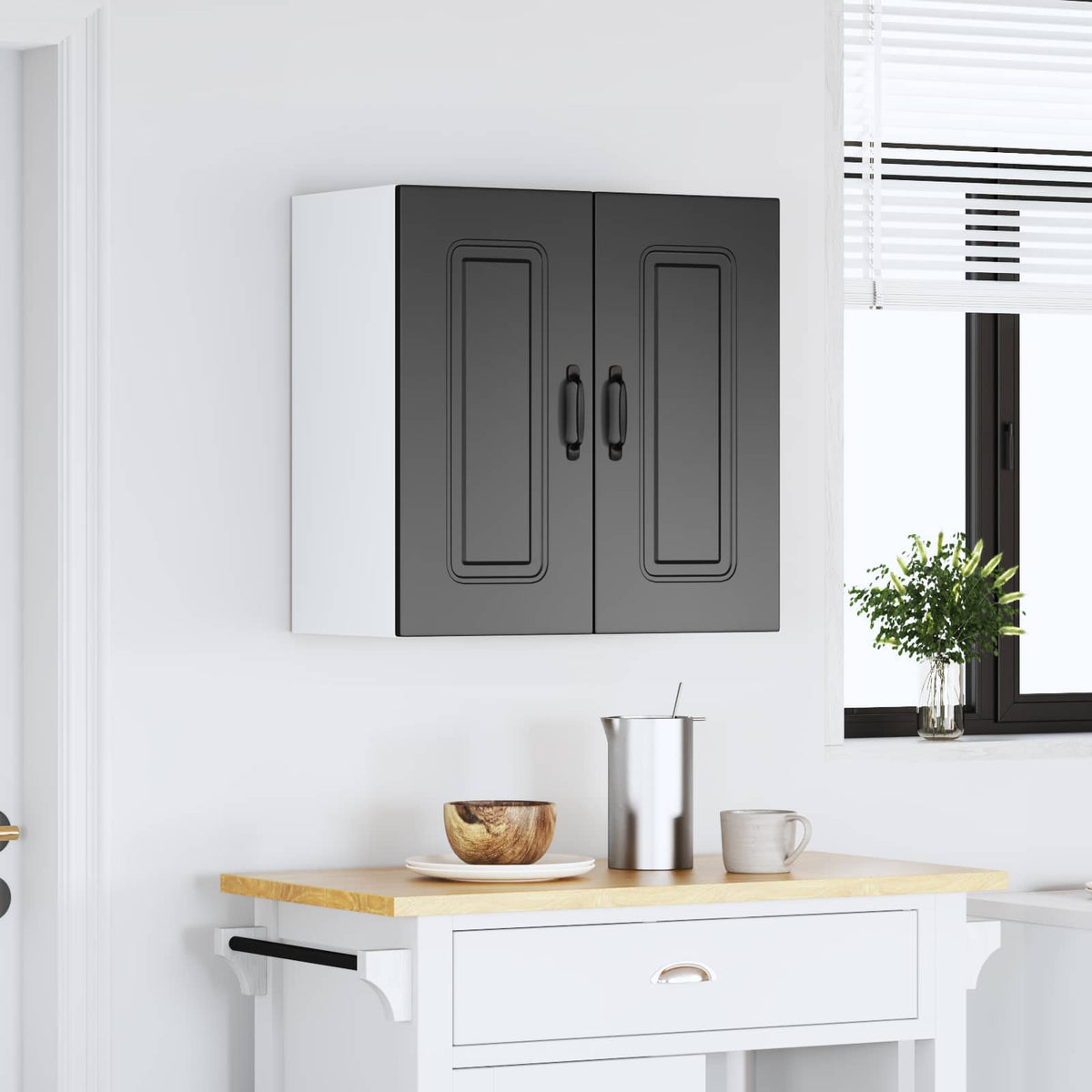 Kitchen Wall Cabinet "Kalmar" Black Engineered Wood