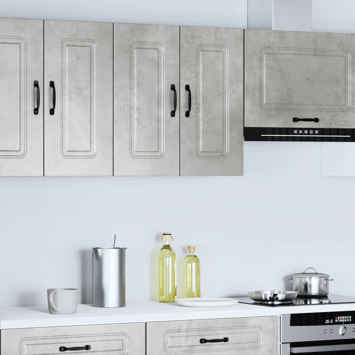Kitchen Wall Cabinet "Kalmar" Concrete Grey Engineered Wood