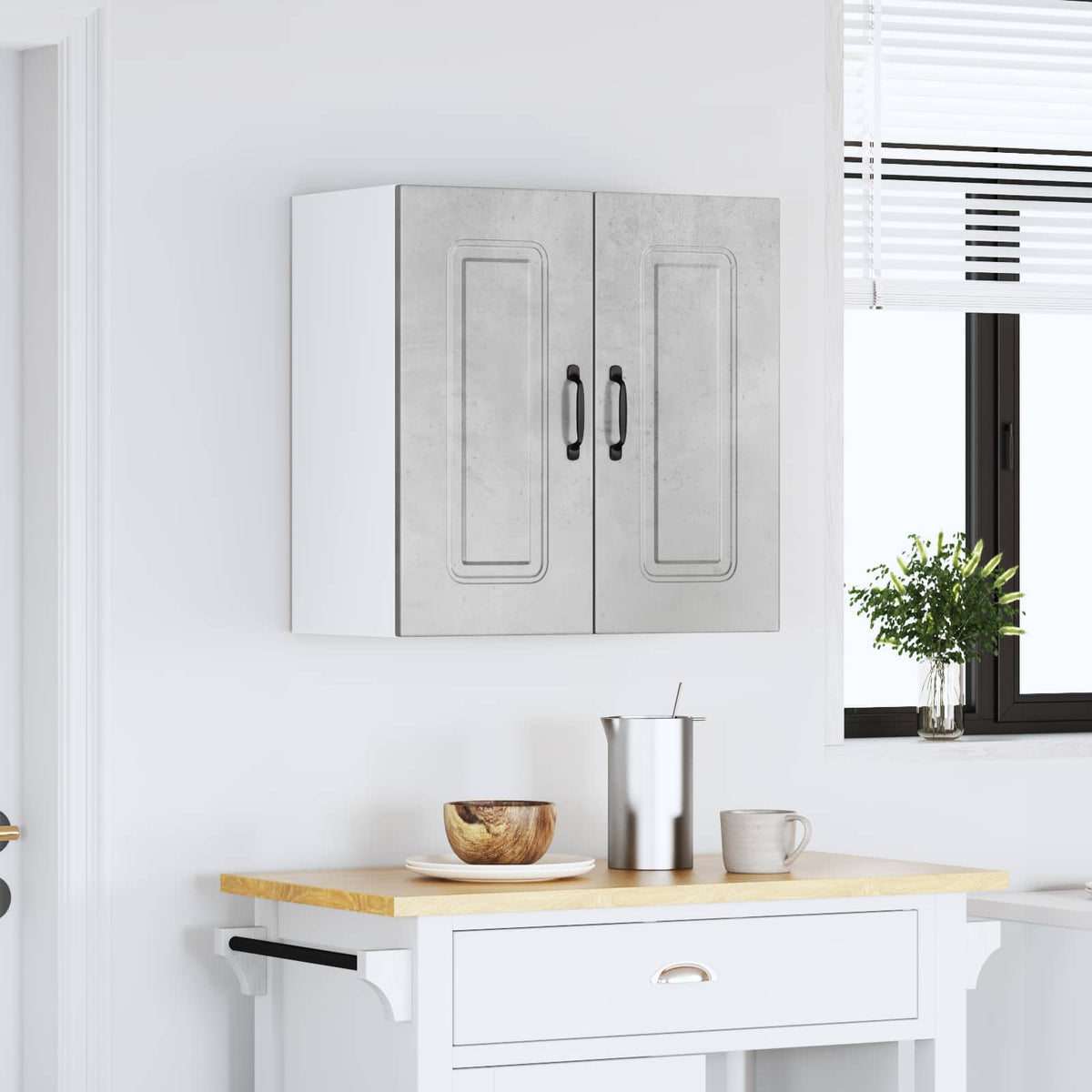 Kitchen Wall Cabinet "Kalmar" Concrete Grey Engineered Wood
