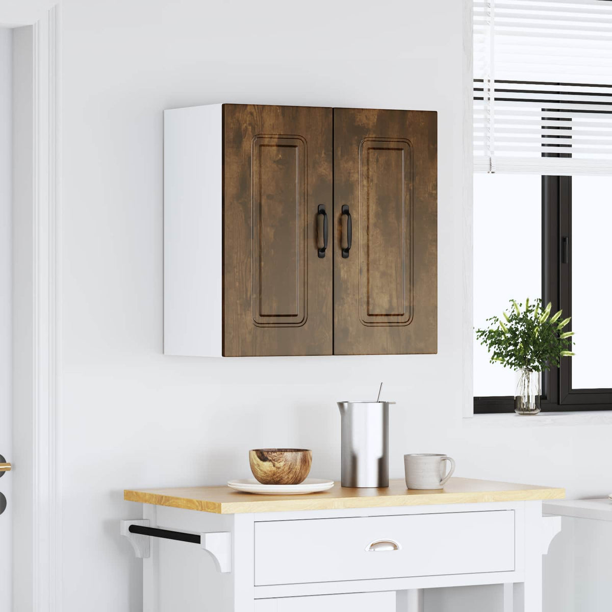 Kitchen Wall Cabinet "Kalmar" Smoked Oak Engineered Wood