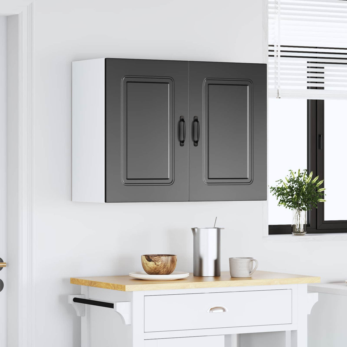 Kitchen Wall Cabinet "Kalmar" Black Engineered Wood