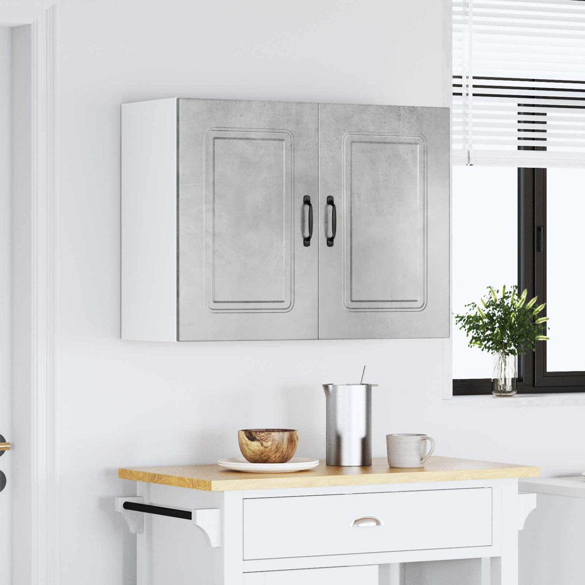 Kitchen Wall Cabinet "Kalmar" Concrete Grey Engineered Wood